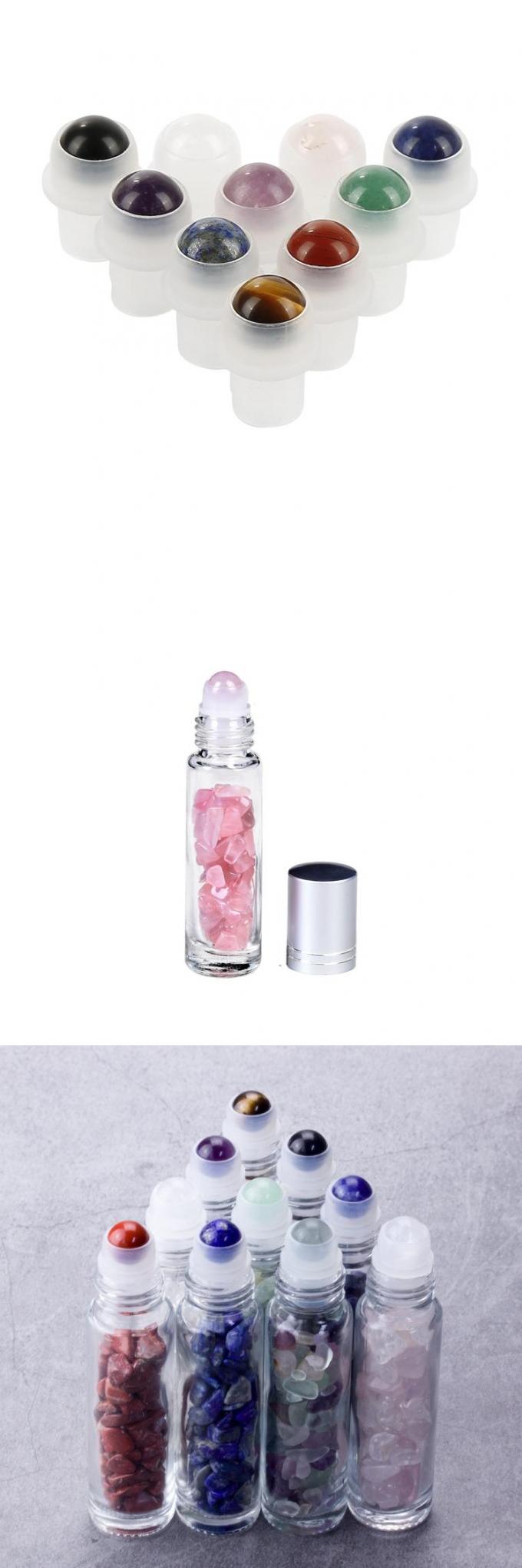 Bottiglie roll-on in vetro da 10 ml all'ingrosso con tappi, vari rulli in plastica roll-on comodi e pratici, rullo in pietra preziosa rosa naturale 0