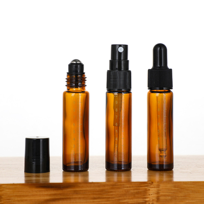 UV Protection Essential Oil Glass Roller Bottles With Stainless Steel Balls