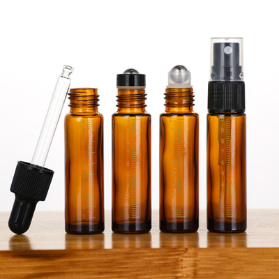 UV Protection Essential Oil Glass Roller Bottles With Stainless Steel Balls