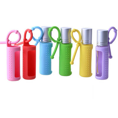 Flacone roller da 10 ml Gel di silice da 5 ml Flaconi roller da 15 ml Portatile Montato su cordino Flacone roller riutilizzabile Copertura protettiva in silicone per flacone
